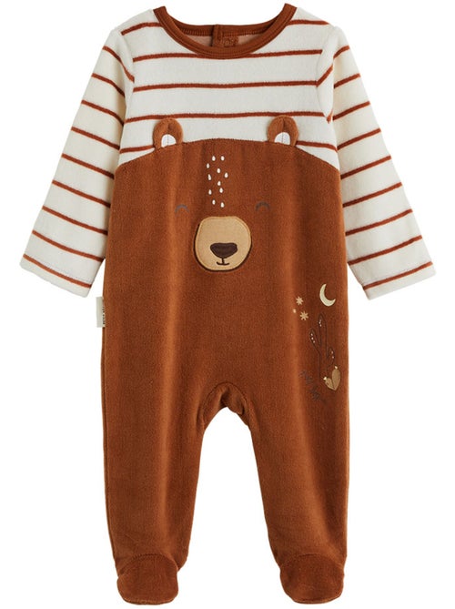 Pyjama bébé en velours Moka - Kiabi