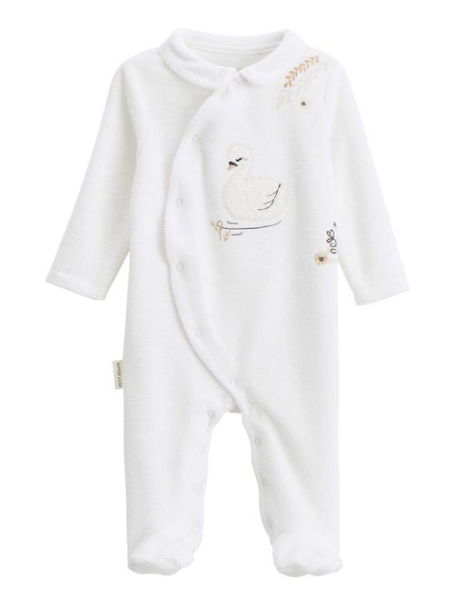 Pyjama bébé en velours ouverture croisée Perle - Kiabi
