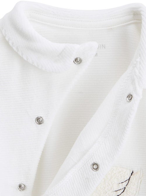 Pyjama bébé en velours ouverture croisée Perle - Kiabi