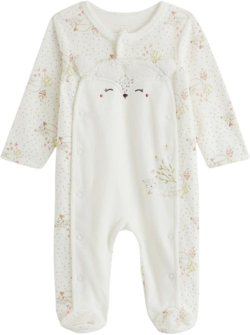 Pyjama bébé en velours ouverture pont doucette - Kiabi