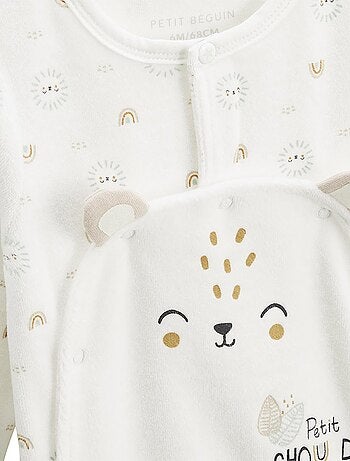 Pyjama bébé en velours ouverture pont mon petit chou du pérou