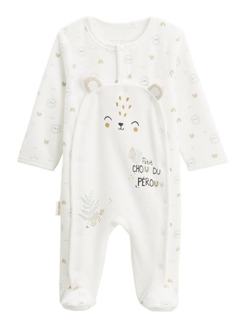 Pyjama bébé en velours ouverture pont Mon Petit Chou du Pérou - Kiabi