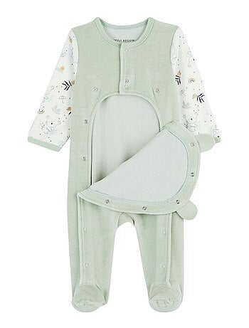 Pyjama bébé en velours ouverture pont nuage