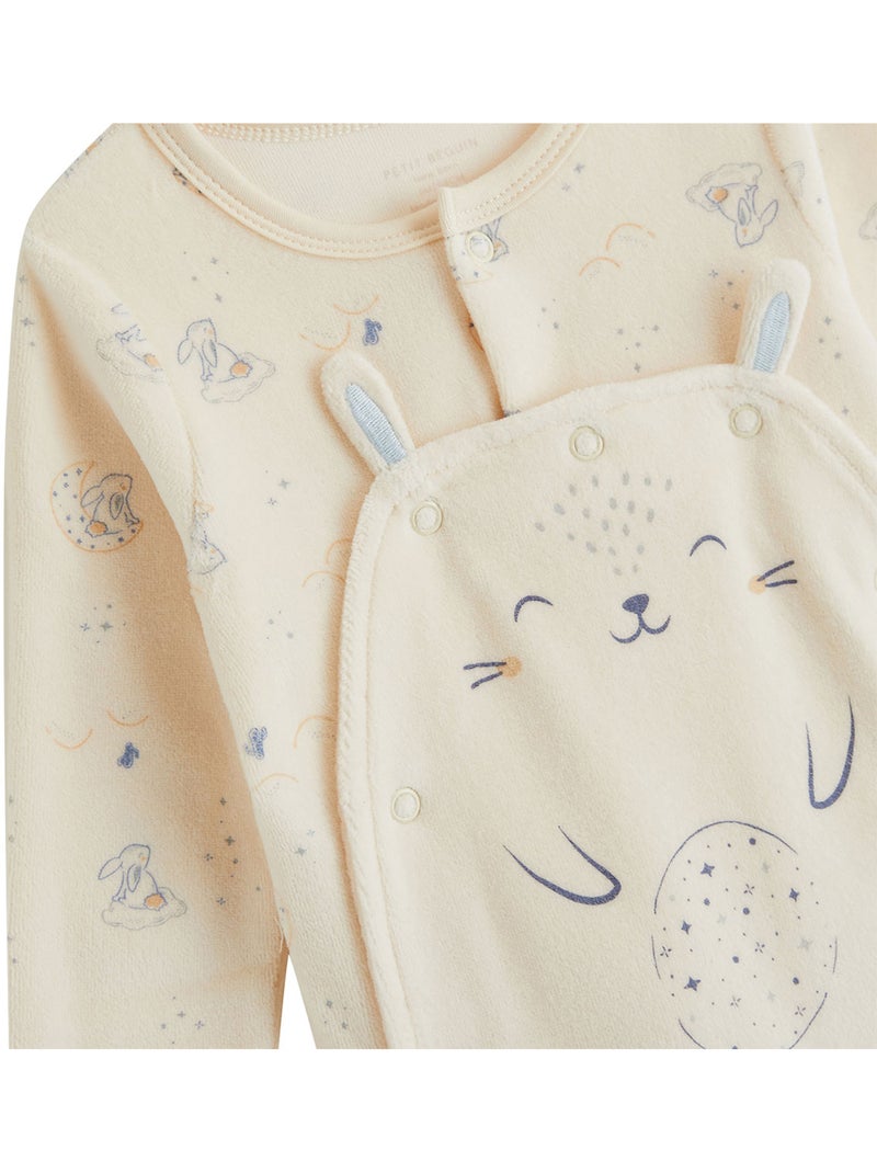 Pyjama bébé en velours ouverture pont voix lactée Ecru - Kiabi
