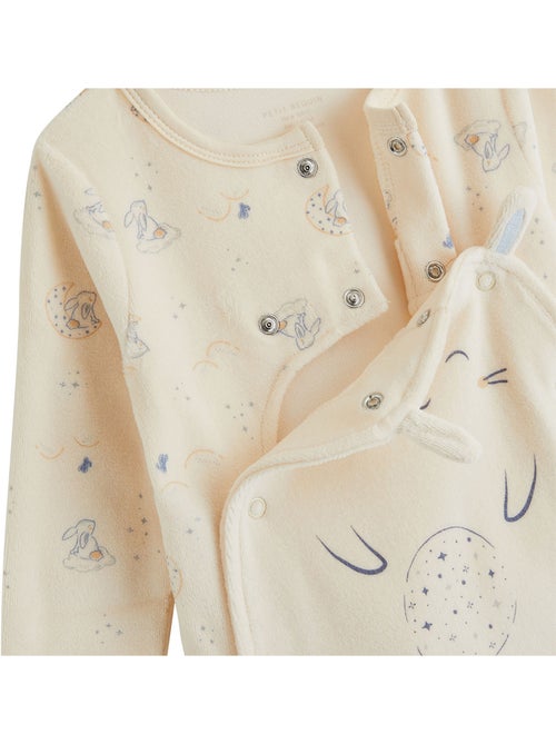Pyjama bébé en velours ouverture pont voix lactée - Kiabi