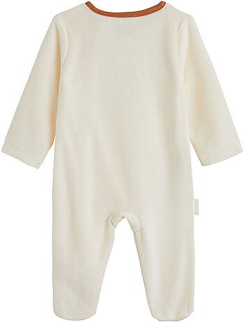 Pyjama bébé en velours ouverture zippée caramel