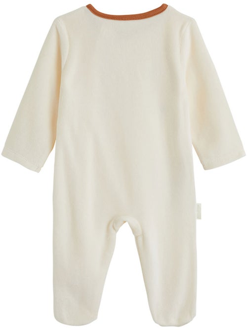 Pyjama bébé en velours ouverture zippée caramel - Kiabi