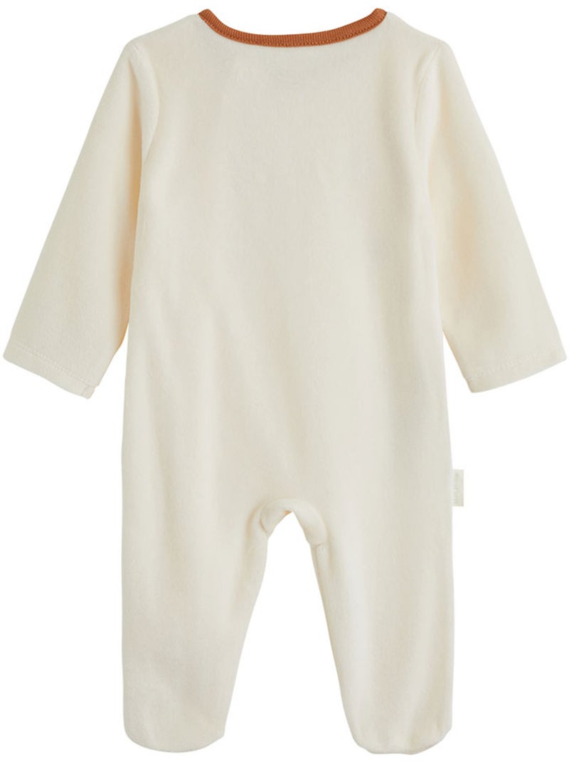 Pyjama bébé en velours ouverture zippée caramel Ecru - Kiabi