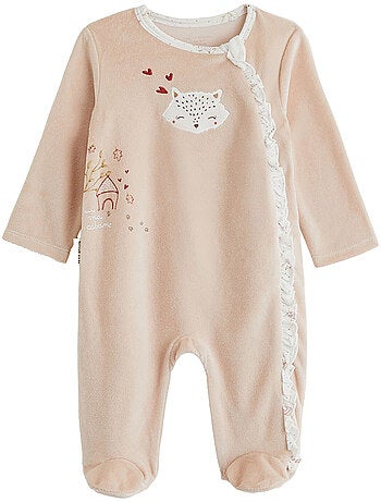 Pyjama bébé en velours ouverture zippée doucette
