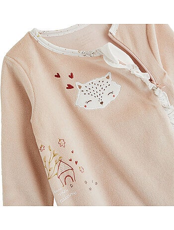 Pyjama bébé en velours ouverture zippée doucette