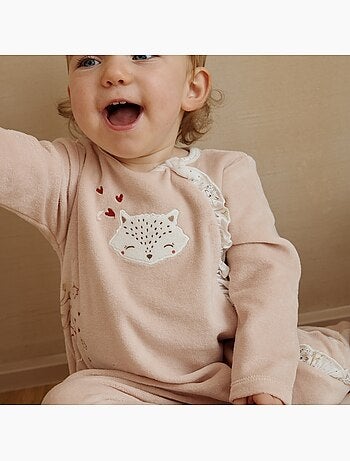 Pyjama bébé en velours ouverture zippée doucette