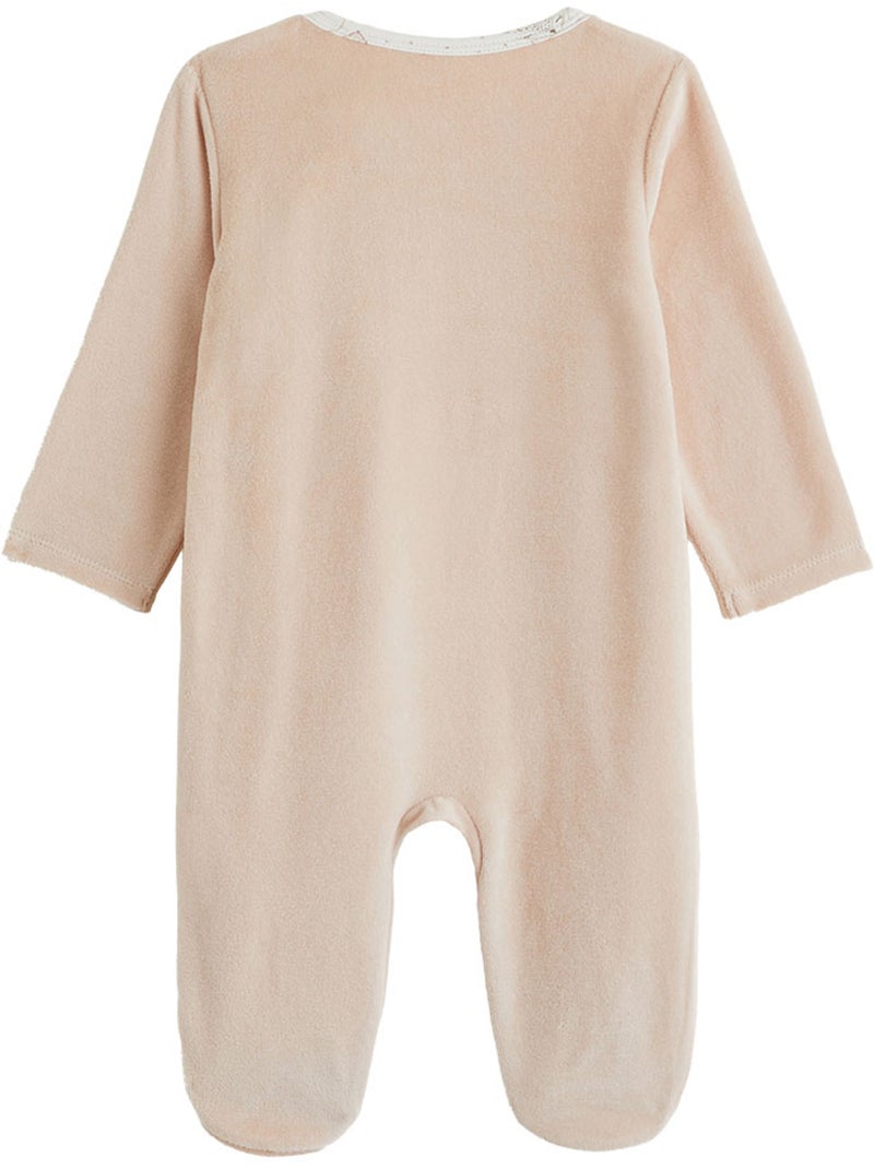 Pyjama bébé en velours ouverture zippée doucette Rose - Kiabi