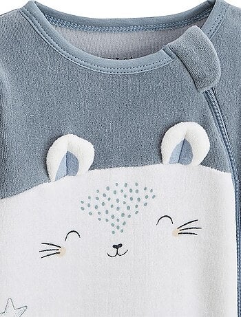 Pyjama bébé en velours ouverture zippée rêverie