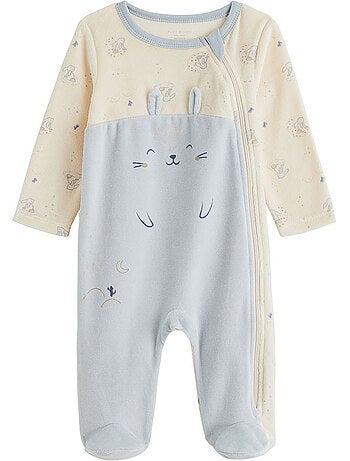 Pyjama bébé en velours ouverture zippée voix lactée