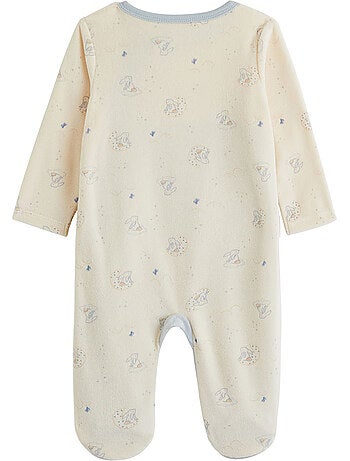 Pyjama bébé en velours ouverture zippée voix lactée