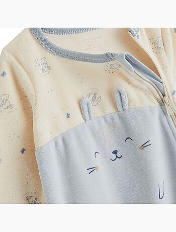 Pyjama bébé en velours ouverture zippée voix lactée