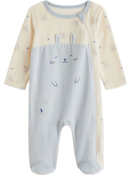 Pyjama bébé en velours ouverture zippée voix lactée - Kiabi
