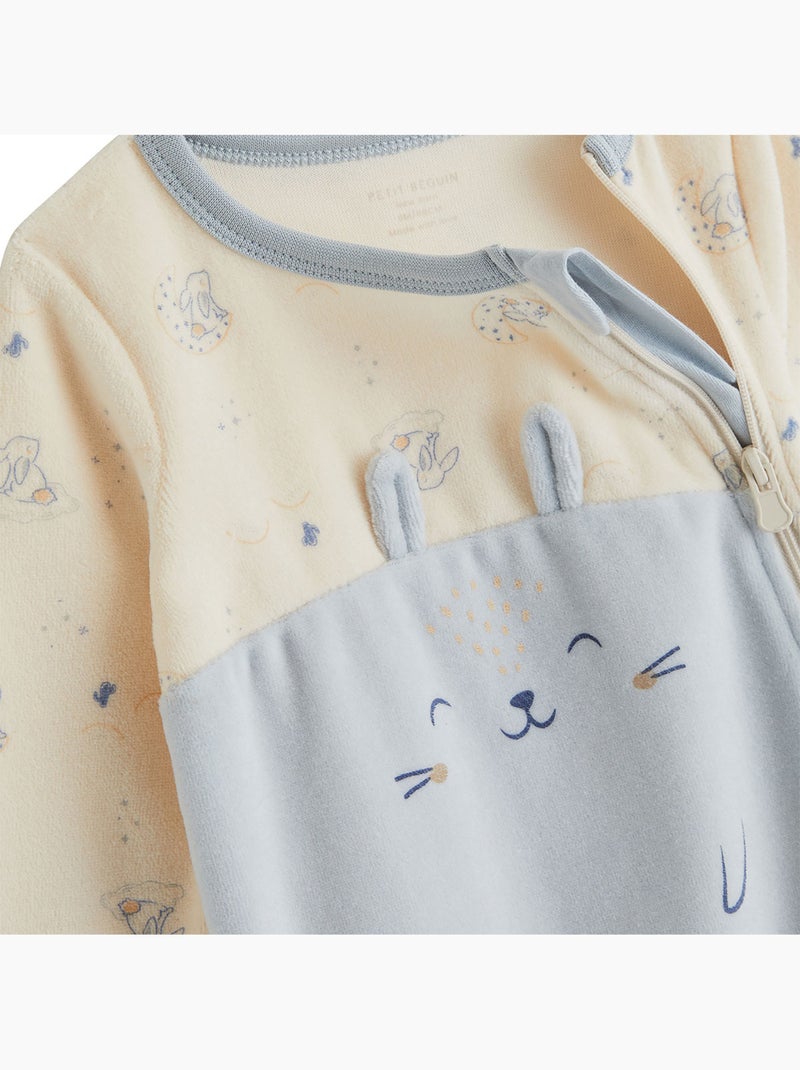 Pyjama bébé en velours ouverture zippée voix lactée Bleu - Kiabi