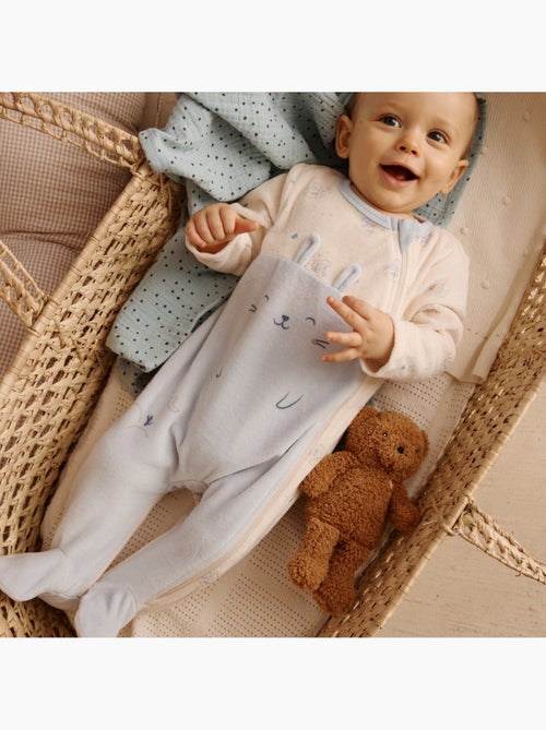 Pyjama bébé en velours ouverture zippée voix lactée - Kiabi