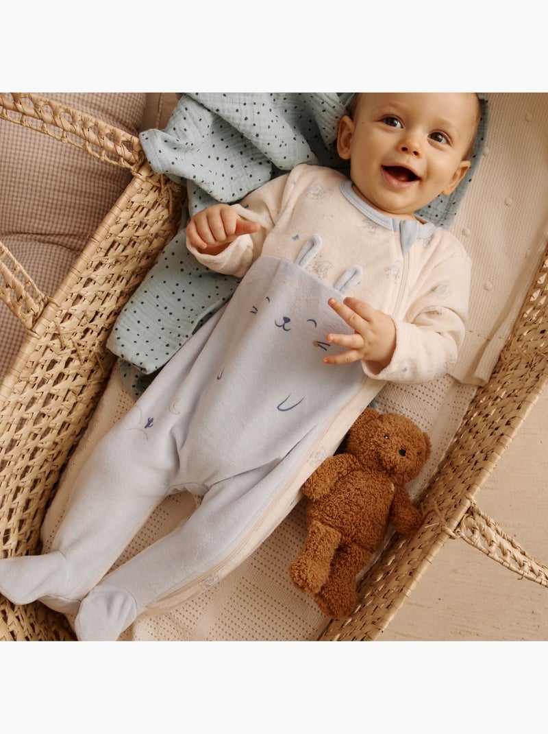 Pyjama bébé en velours ouverture zippée voix lactée Bleu - Kiabi