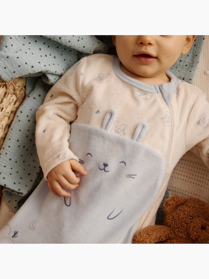 Pyjama bébé en velours ouverture zippée voix lactée Bleu - Kiabi
