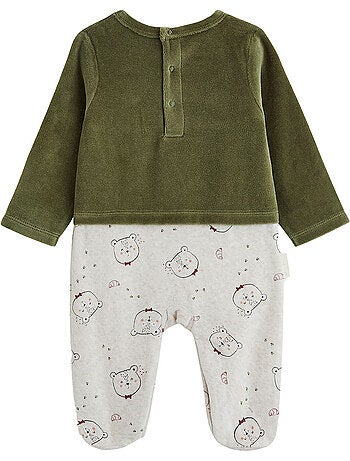 Pyjama bébé en velours pistache