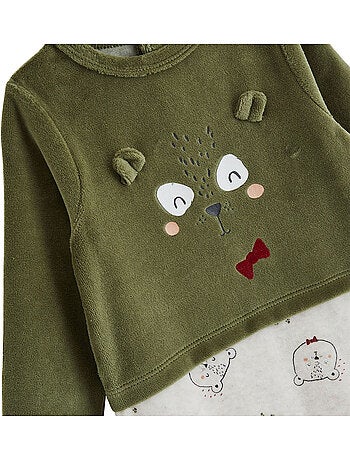 Pyjama bébé en velours pistache