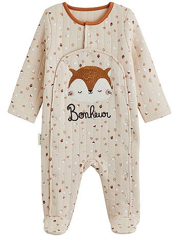 Pyjama bébé matelassé ouverture pont caramel