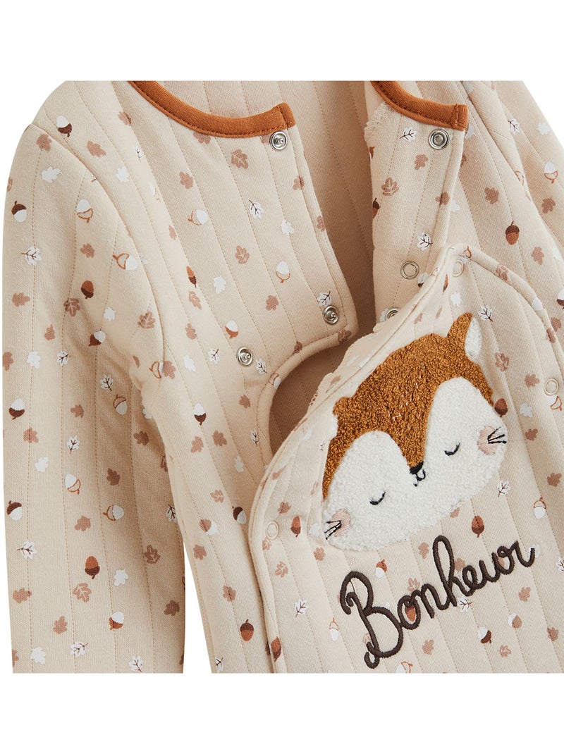 Pyjama bébé matelassé ouverture pont caramel Ecru - Kiabi
