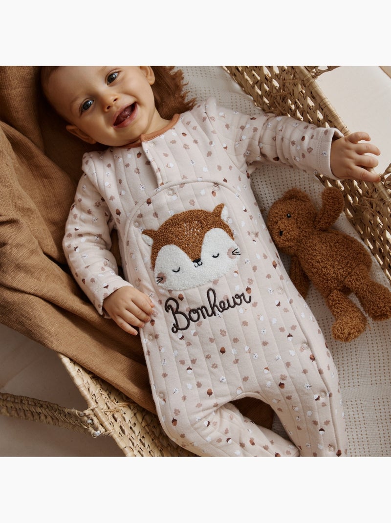 Pyjama bébé matelassé ouverture pont caramel Ecru - Kiabi