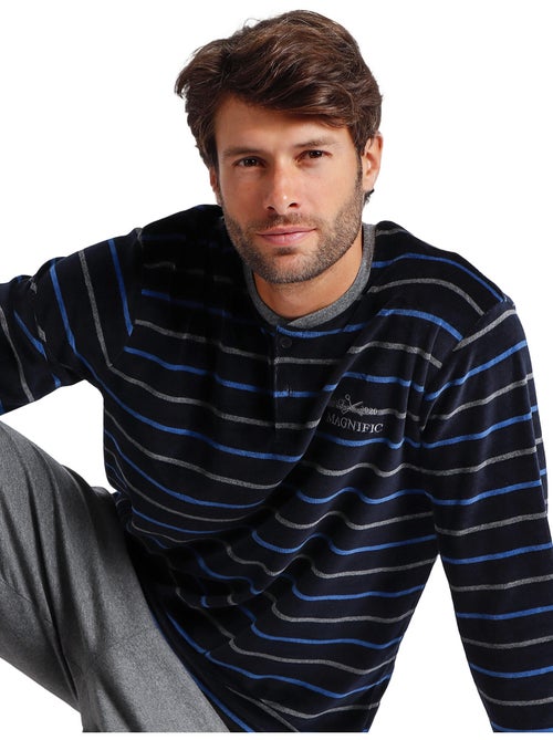 Pyjama broek en top velour blues - Kiabi Pyjama broek en top velour blues - Kiabi