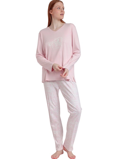 Pyjama broek met lange mouwen top la vie est belle - Kiabi