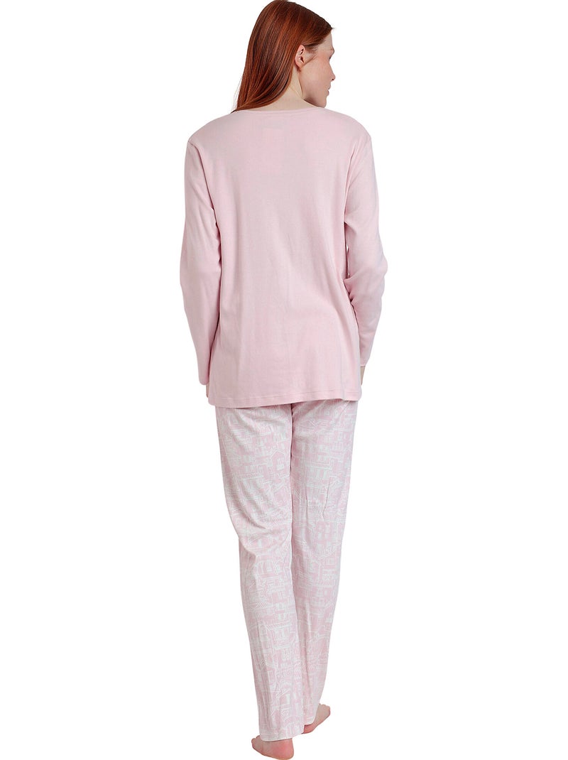 Pyjama broek met lange mouwen top la vie est belle Roze - Kiabi