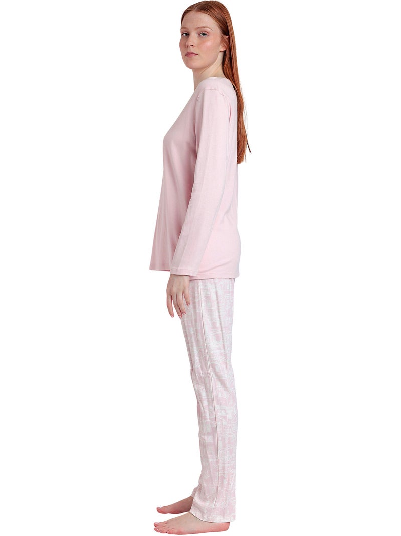 Pyjama broek met lange mouwen top la vie est belle Roze - Kiabi