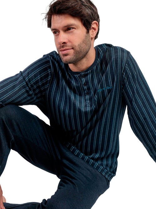 Pyjama broek polo shirt lange mouwen italic - Kiabi Pyjama broek polo shirt lange mouwen italic - Kiabi