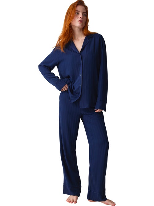 Pyjama broek shirt amourette jacquard - Kiabi Pyjama broek shirt amourette jacquard - Kiabi
