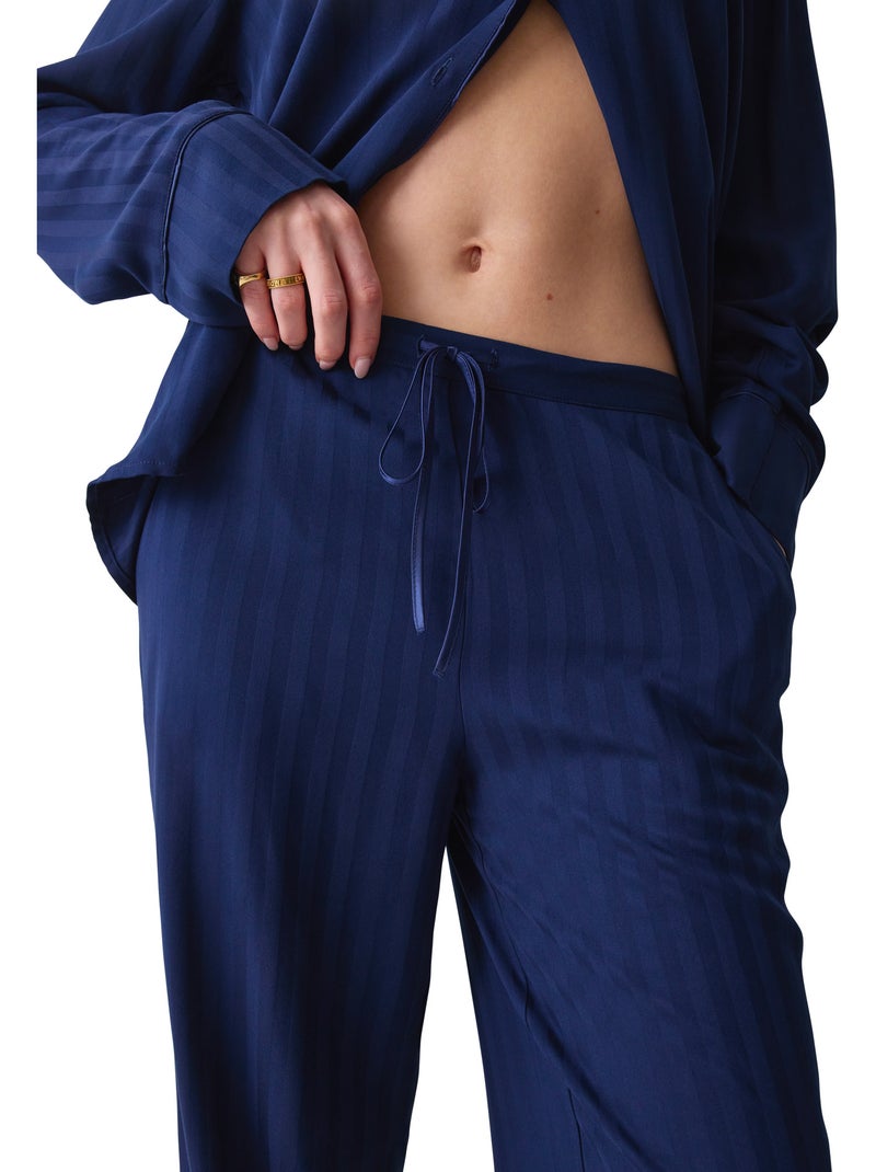 Pyjama broek shirt amourette jacquard Blauw - Kiabi