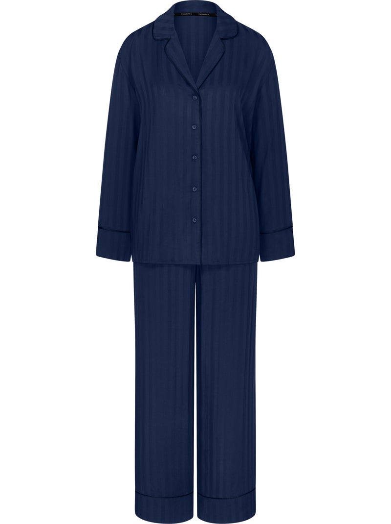 Pyjama broek shirt amourette jacquard Blauw - Kiabi