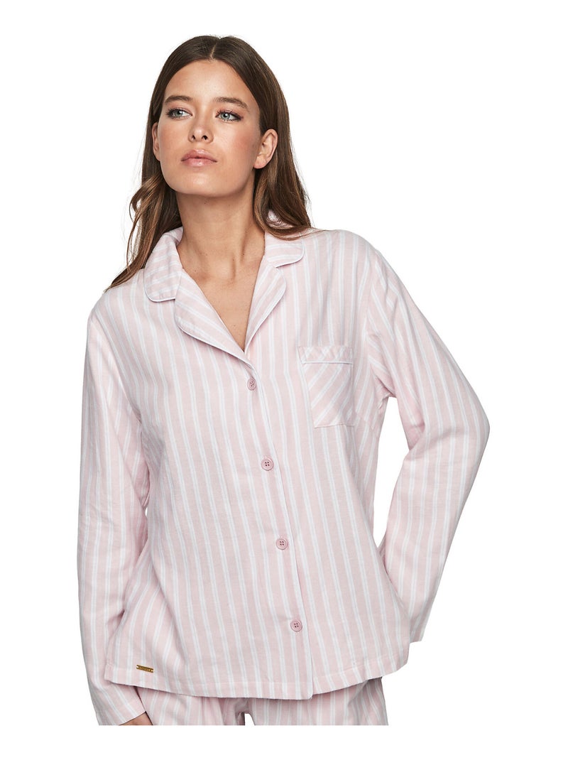 Pyjama broek shirt lange mouwen p105 oxford Roze - Kiabi
