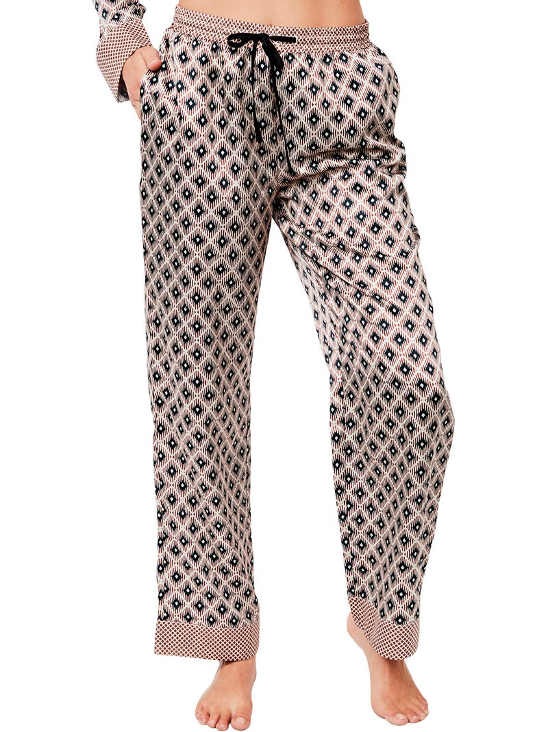 Pyjama broek shirt lange mouwen p116 satin sublime Bruin - Kiabi