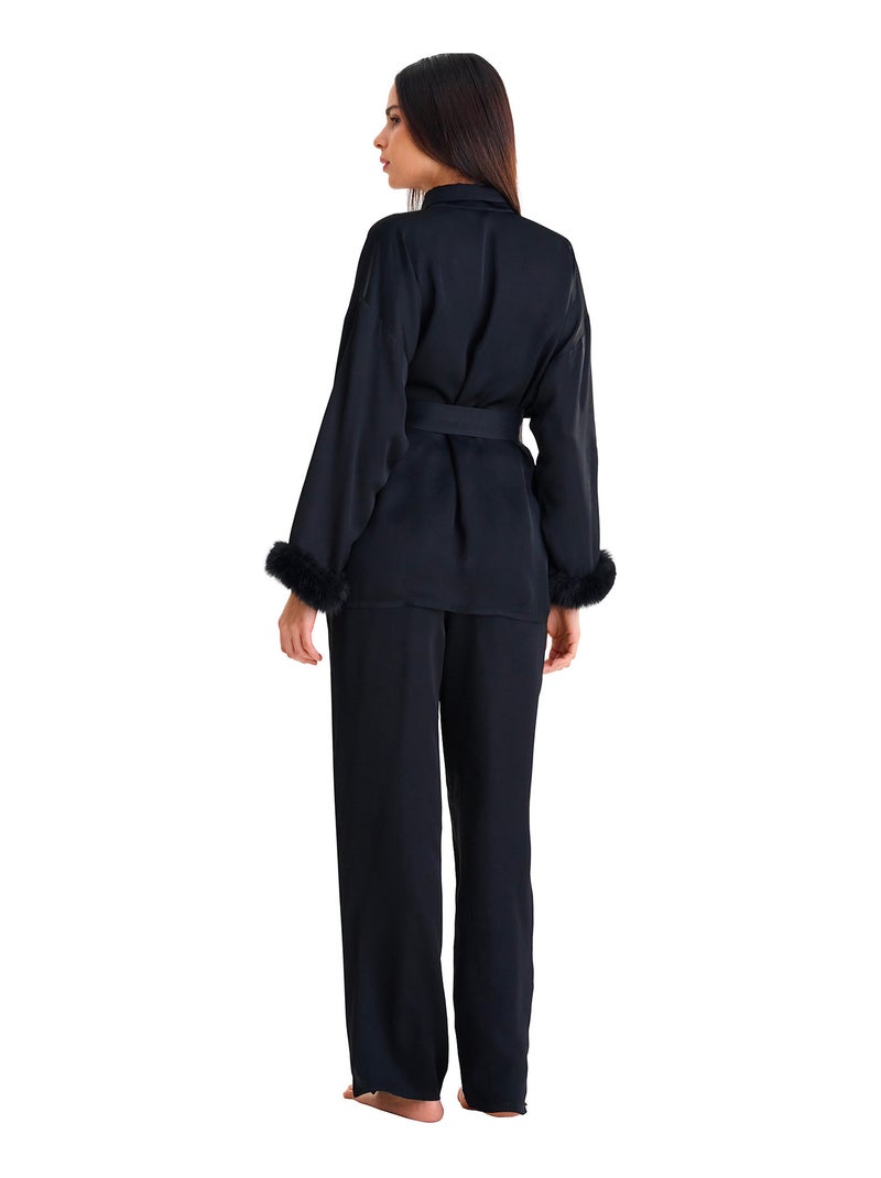 Pyjama broek shirt lange mouwen passion Zwart - Kiabi