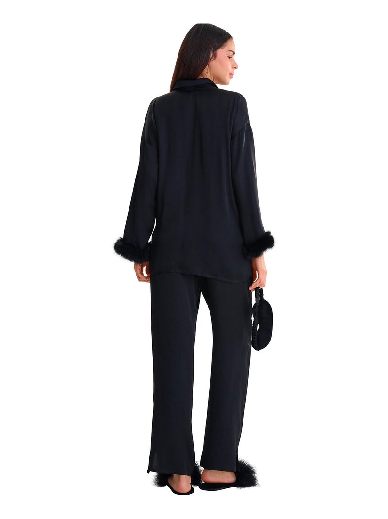 Pyjama broek shirt lange mouwen passion Zwart - Kiabi