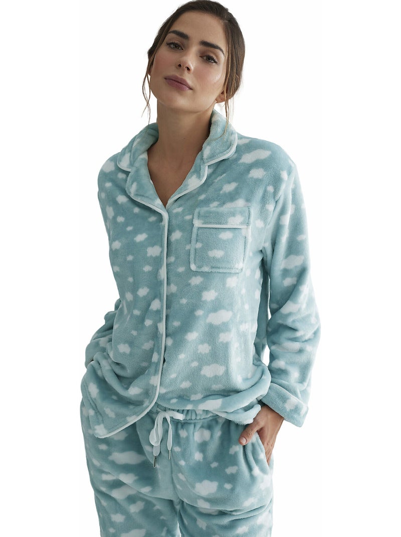 Pyjama broek shirt lange mouwen polar joven Groen - Kiabi