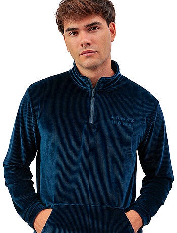 Pyjama broek sweatshirt hoge kraag rits corduroy