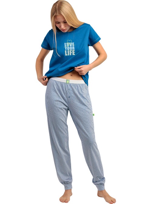 Pyjama broek t-shirt love your life - Kiabi Pyjama broek t-shirt love your life - Kiabi