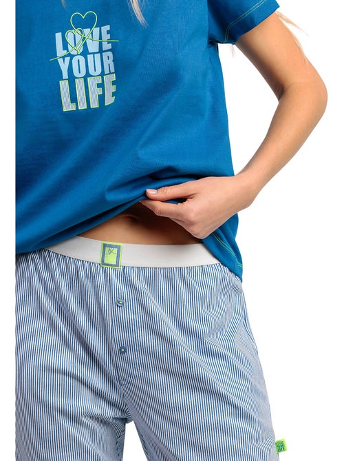 Pyjama broek t-shirt love your life - Kiabi Pyjama broek t-shirt love your life - Kiabi