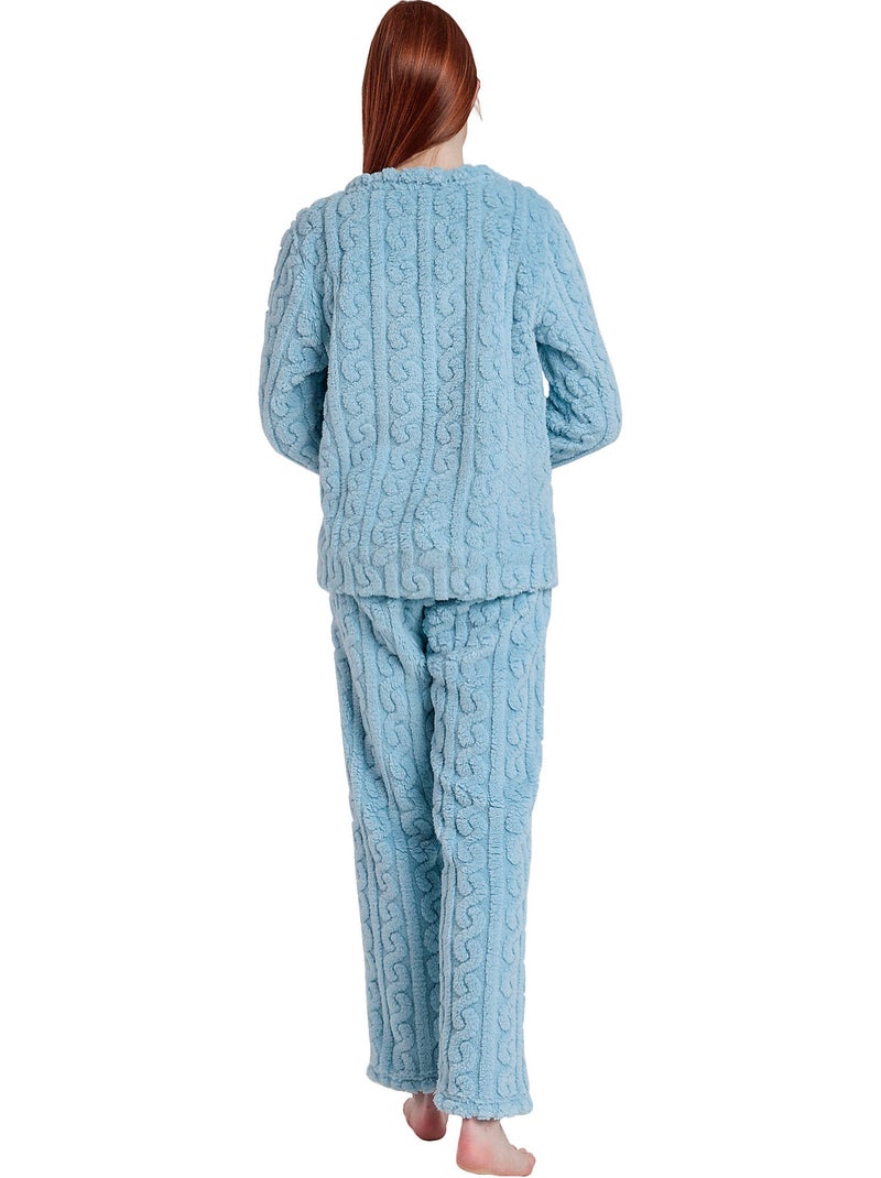 Pyjama broek top lange mouwen chains Blauw - Kiabi
