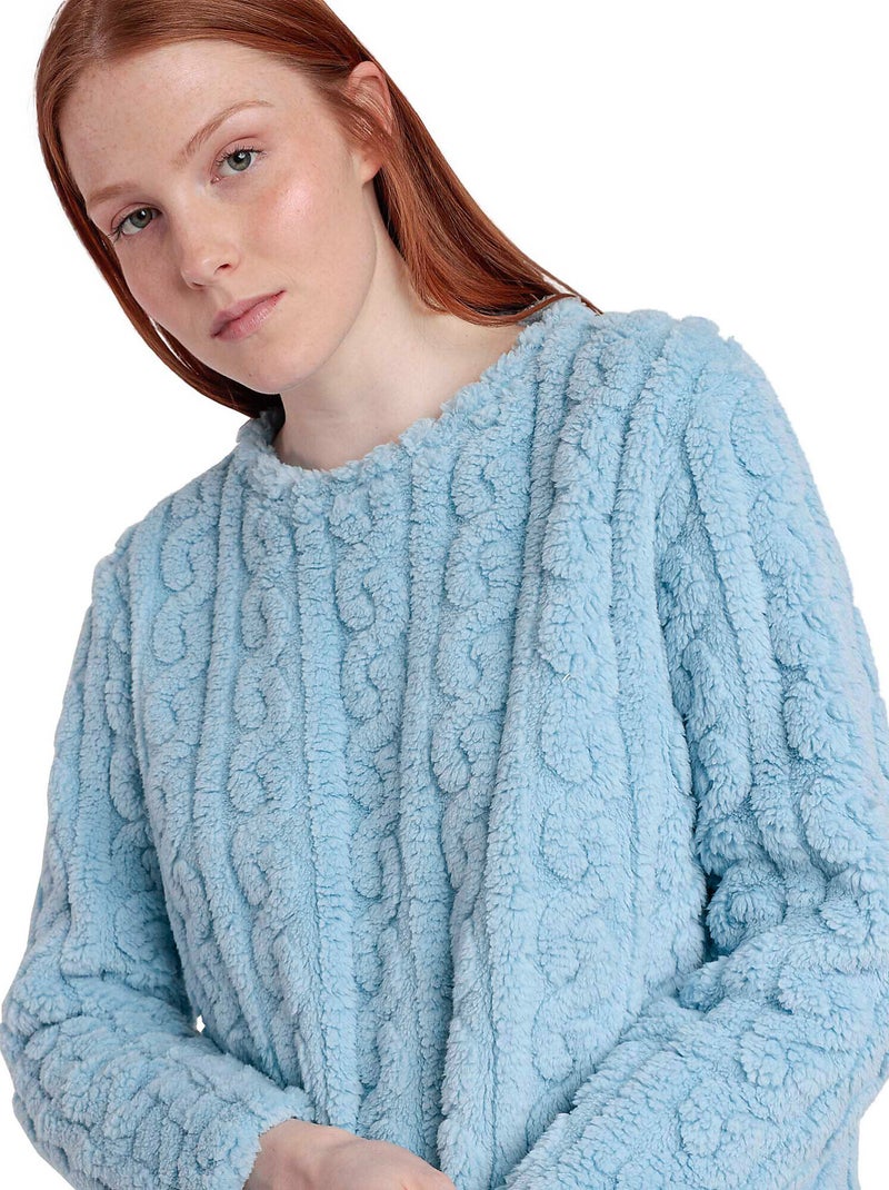 Pyjama broek top lange mouwen chains Blauw - Kiabi