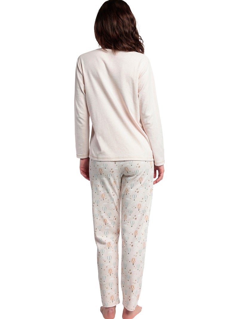 Pyjama broek top lange mouwen enjoy every moment Beige - Kiabi