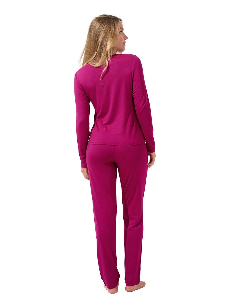 Pyjama broek top lange mouwen evelyn Magenta - Kiabi